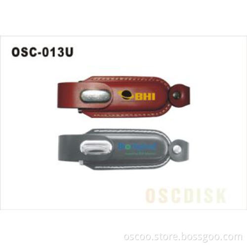 Leather style USB flash drive with Hot stamp logo optional